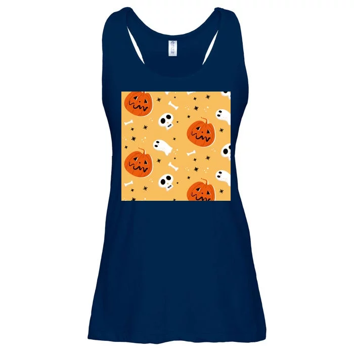 Spooky Halloween Skull Ghost Cartoon Ladies Essential Flowy Tank