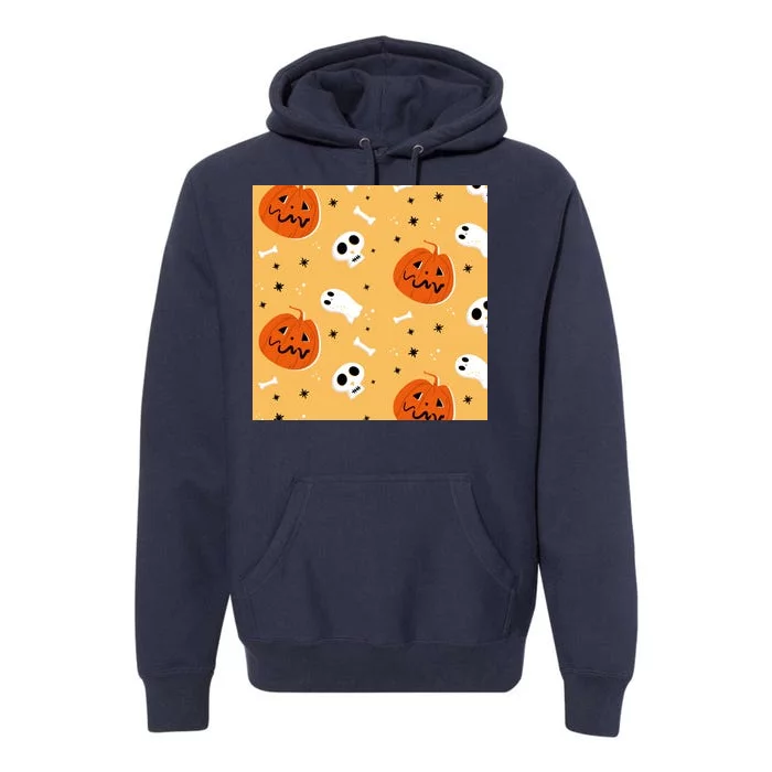 Spooky Halloween Skull Ghost Cartoon Premium Hoodie