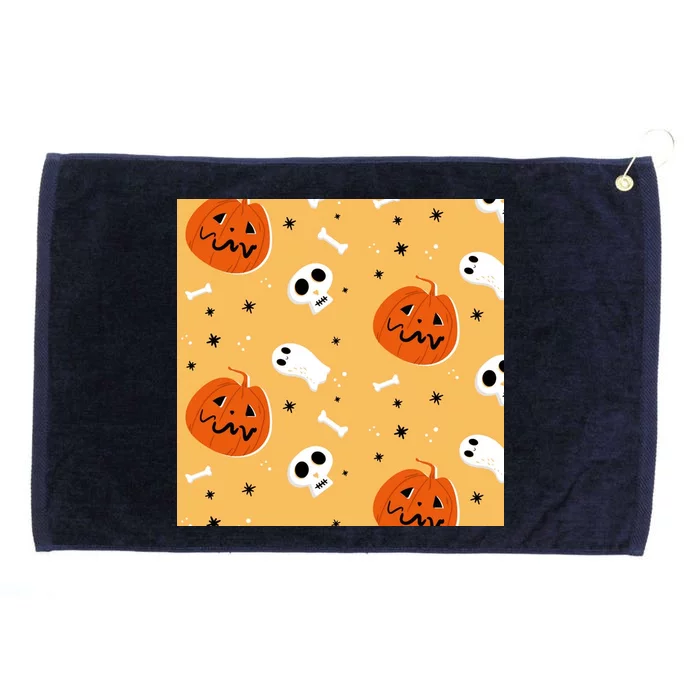 Spooky Halloween Skull Ghost Cartoon Grommeted Golf Towel