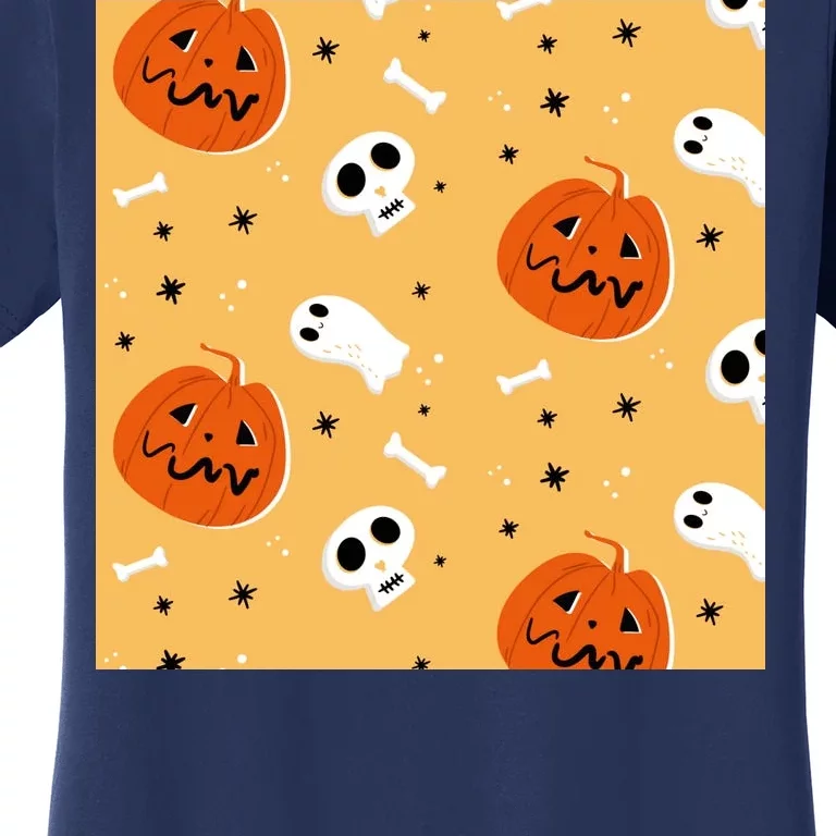 Spooky Halloween Skull Ghost Cartoon Women's T-Shirt