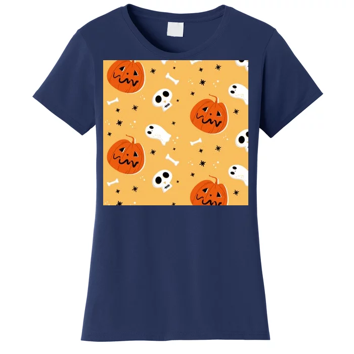 Spooky Halloween Skull Ghost Cartoon Women's T-Shirt