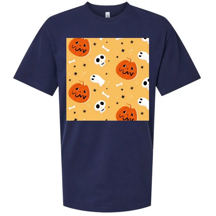 Spooky Halloween Skull Ghost Cartoon Sueded Cloud Jersey T-Shirt