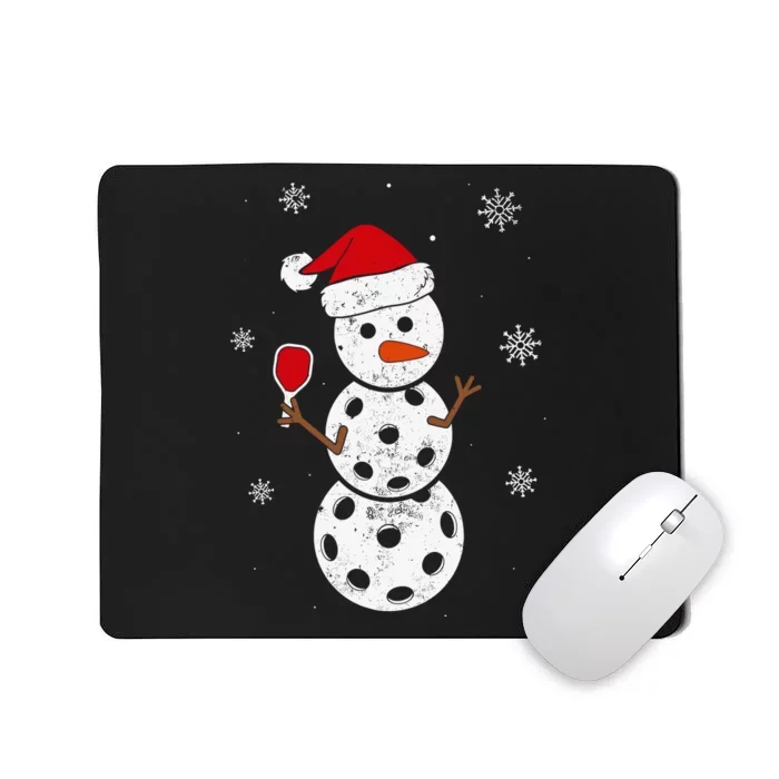 Santa Hat Snowman Gifts For Xmas Funny Pickleball Christmas Mousepad