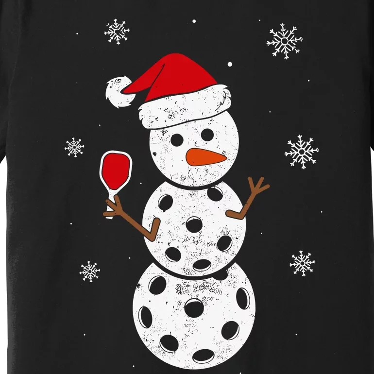 Santa Hat Snowman Gifts For Xmas Funny Pickleball Christmas Premium T-Shirt