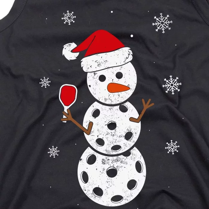 Santa Hat Snowman Gifts For Xmas Funny Pickleball Christmas Tank Top