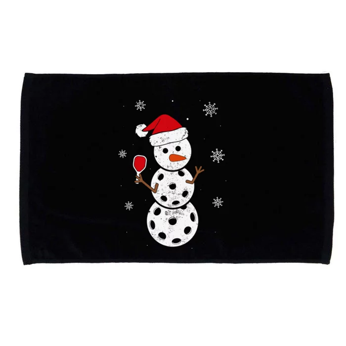 Santa Hat Snowman Gifts For Xmas Funny Pickleball Christmas Microfiber Hand Towel