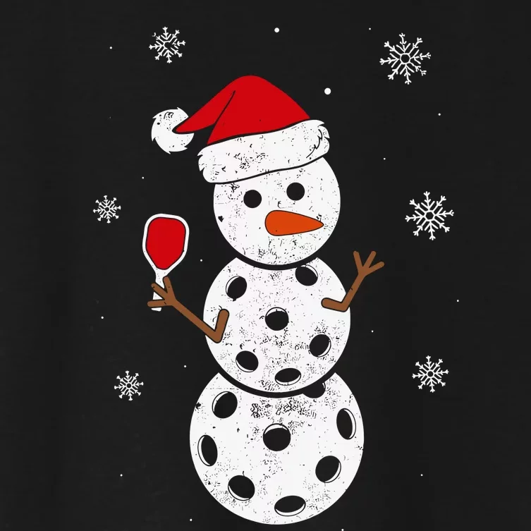 Santa Hat Snowman Gifts For Xmas Funny Pickleball Christmas Women's Crop Top Tee