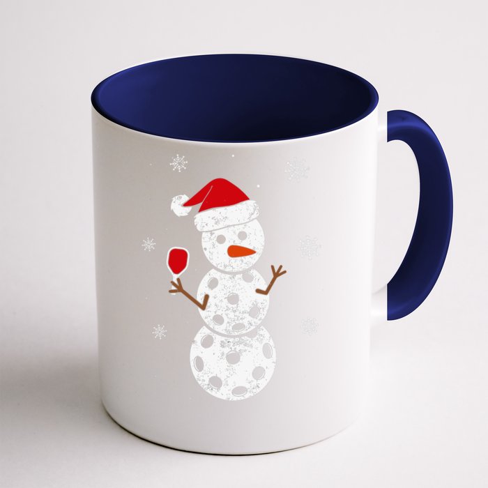 Santa Hat Snowman Gifts For Xmas Funny Pickleball Christmas Front & Back Coffee Mug