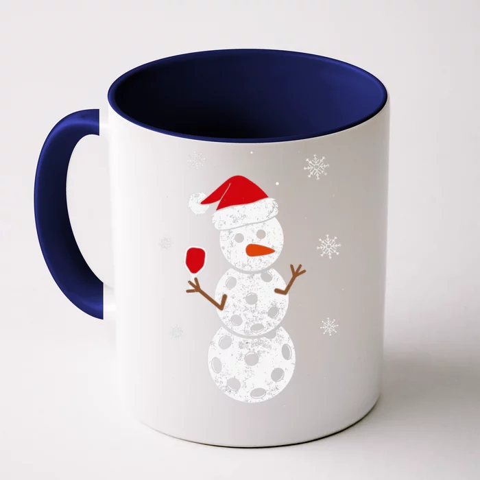 Santa Hat Snowman Gifts For Xmas Funny Pickleball Christmas Front & Back Coffee Mug