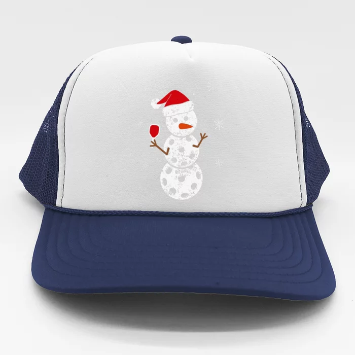 Santa Hat Snowman Gifts For Xmas Funny Pickleball Christmas Trucker Hat