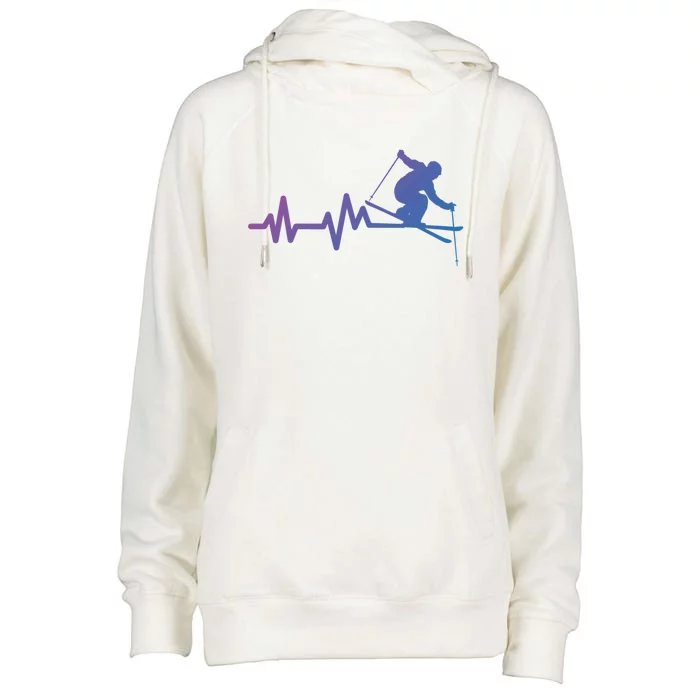 Ski Heartbeat Skiing Skier Gift Womens Funnel Neck Pullover Hood