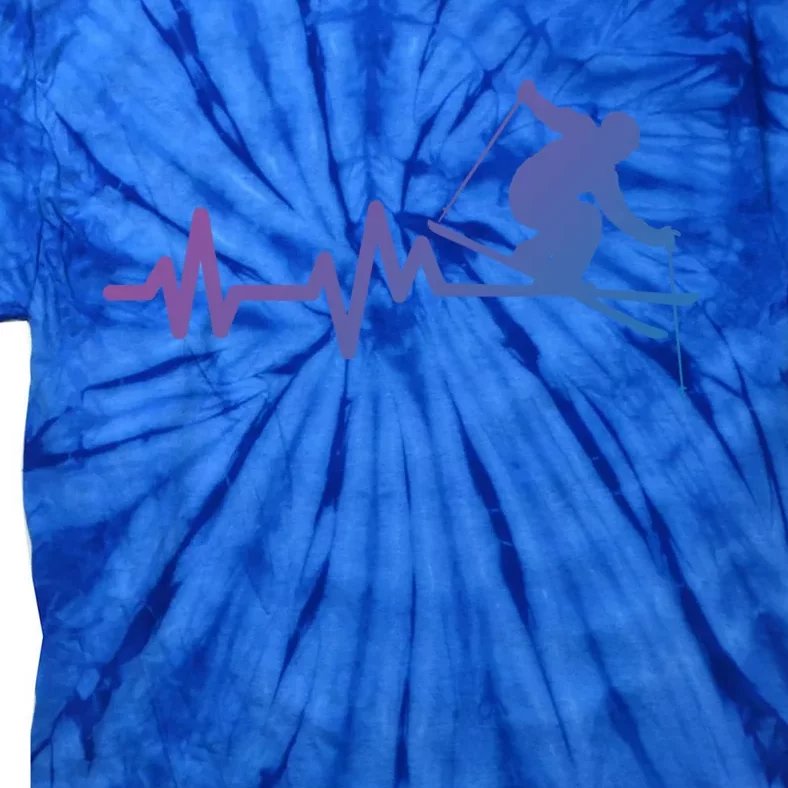 Ski Heartbeat Skiing Skier Gift Tie-Dye T-Shirt