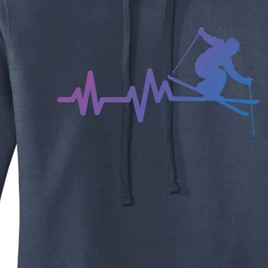 Ski Heartbeat Skiing Skier Gift Women's Pullover Hoodie