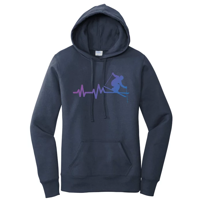 Ski Heartbeat Skiing Skier Gift Women's Pullover Hoodie