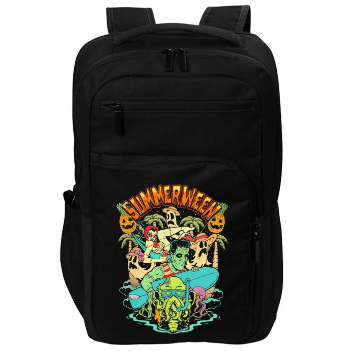 Summerween Happy Summerween Summer Halloween Holiday Impact Tech Backpack