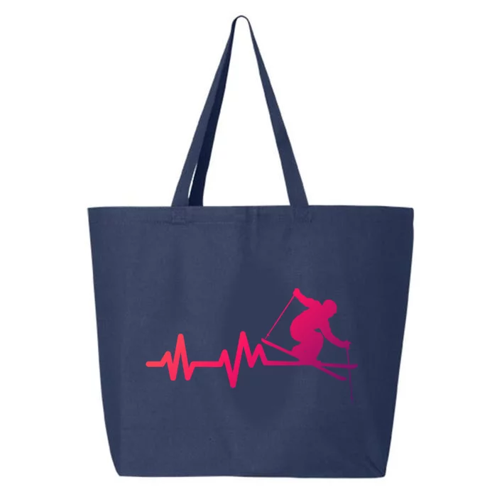 Ski Heartbeat Skiing Skier Gift 25L Jumbo Tote