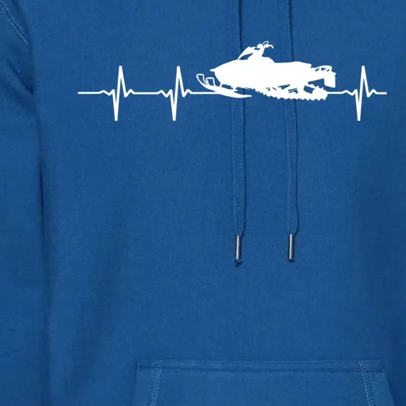 Snowmobile Heartbeat Skiing Lovers Snowmobiling Sport Skiers Gift Premium Hoodie