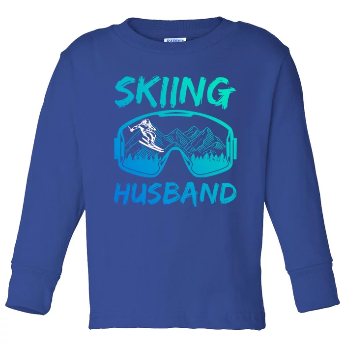 Skiing Husband Skier Lover Winter Sports Ski Funny Gift Toddler Long Sleeve Shirt