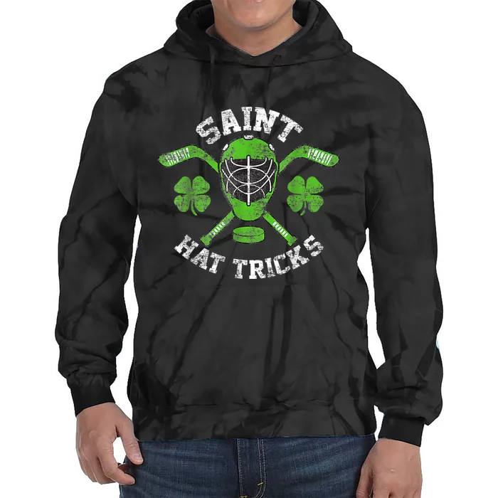 Saint Hattrick St Patrick's Day Hockey Hat Tricks Boy Tie Dye Hoodie