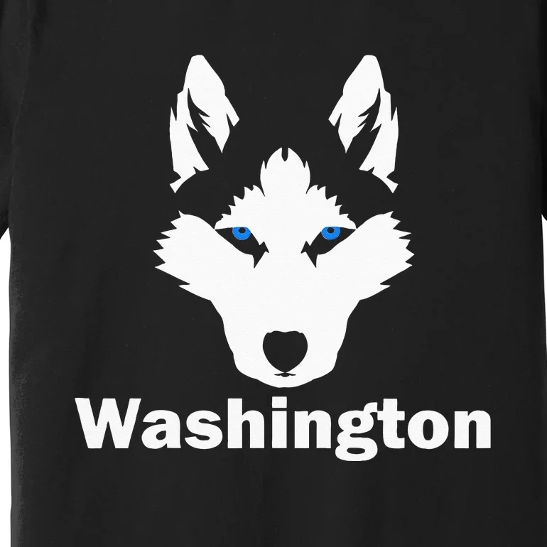 Siberian Huskies State Of Washington Husky Face Premium T-Shirt