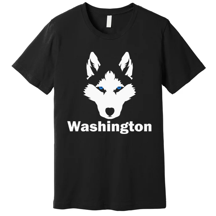 Siberian Huskies State Of Washington Husky Face Premium T-Shirt