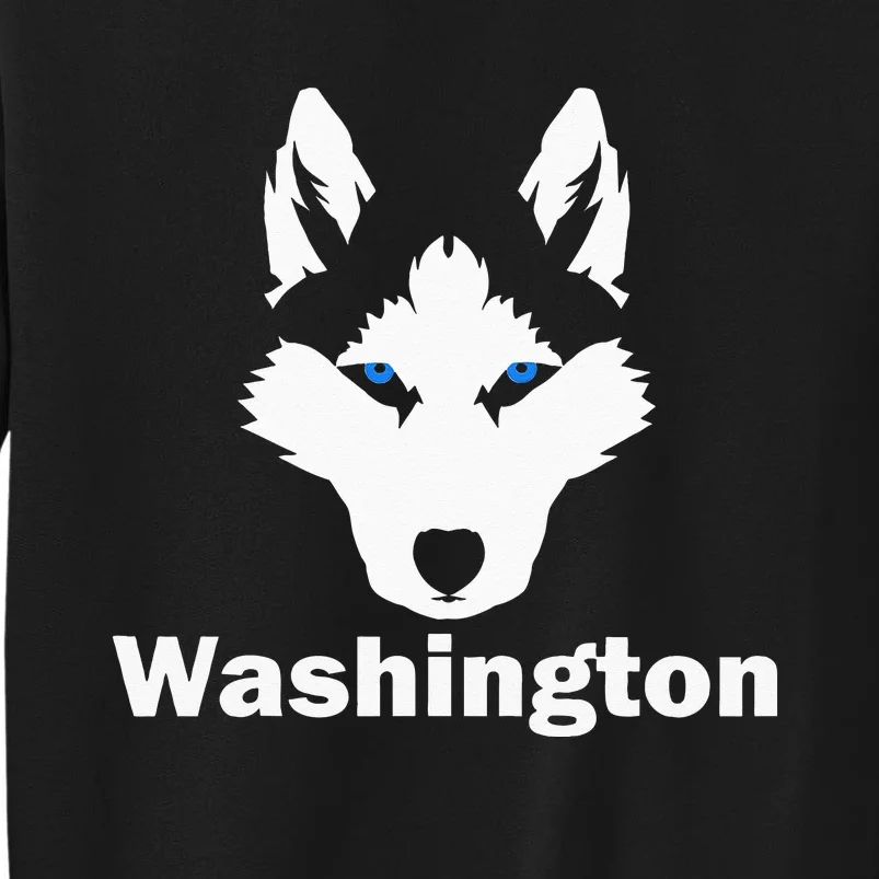 Siberian Huskies State Of Washington Husky Face Tall Sweatshirt