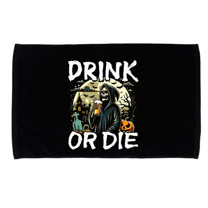 Spooky Halloween Skeleton Drink Or Die Microfiber Hand Towel