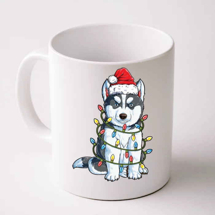 Siberian Husky Santa Christmas Tree Lights Xmas Funny Gift Boys Great Gift Front & Back Coffee Mug