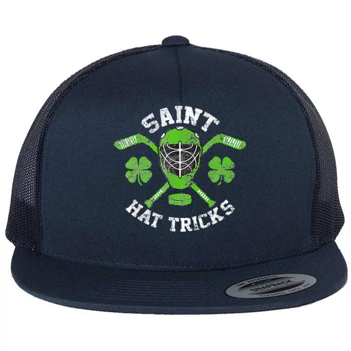 Saint Hattrick St Patrick's Day Hockey Hat Tricks Flat Bill Trucker Hat