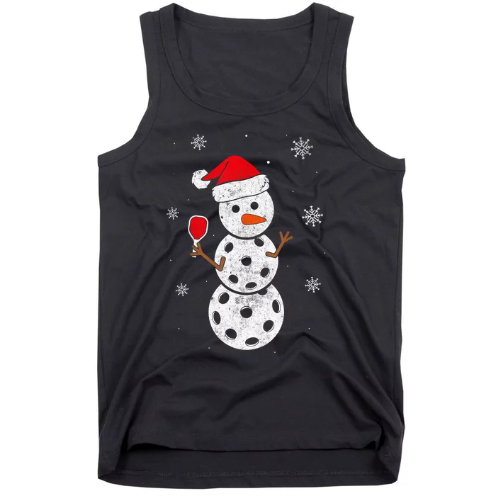 Santa Hat Snowman Gifts For Xmas Funny Pickleball Christmas Tank Top