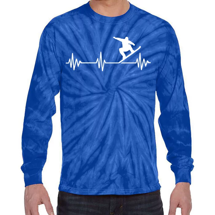 Snowboarder Heartbeat Snowboarding Skiing Cool Gift Tie-Dye Long Sleeve Shirt