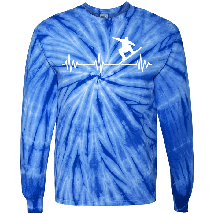 Snowboarder Heartbeat Snowboarding Skiing Cool Gift Tie-Dye Long Sleeve Shirt