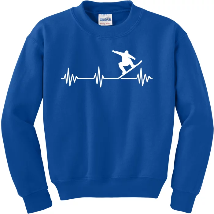 Snowboarder Heartbeat Snowboarding Skiing Cool Gift Kids Sweatshirt