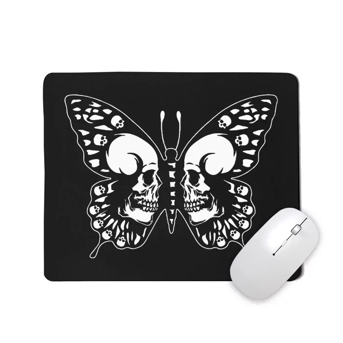 Spooky Halloween Skull Goth Graphic Butterfly Wing Aesthetic Mousepad