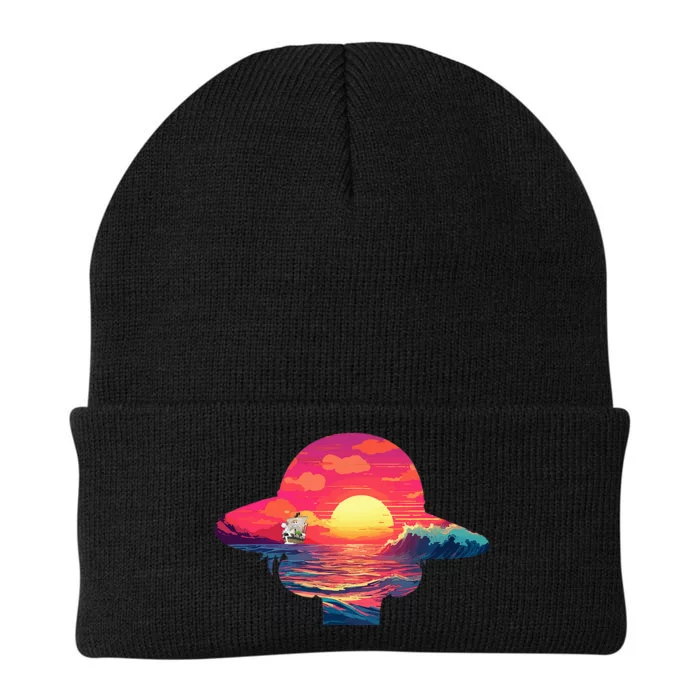 Straw Hat Sunset Pirate Ship Custom Design Anime Knit Cap Winter Beanie