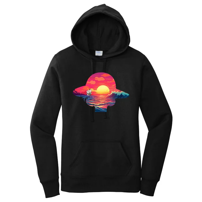 Straw Hat Sunset Pirate Ship Custom Design Anime Women's Pullover Hoodie