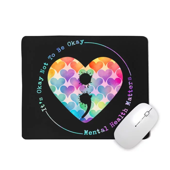 Semicolon Heart Suicide Prevention Mental Health Awareness Mousepad