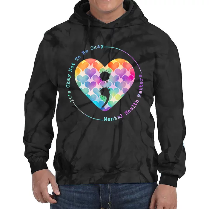 Semicolon Heart Suicide Prevention Mental Health Awareness Tie Dye Hoodie