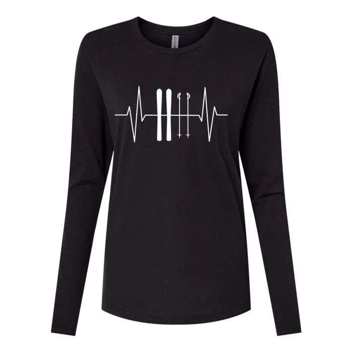 Ski Heartbeat Skier Skiing Gift For Skier Womens Cotton Relaxed Long Sleeve T-Shirt