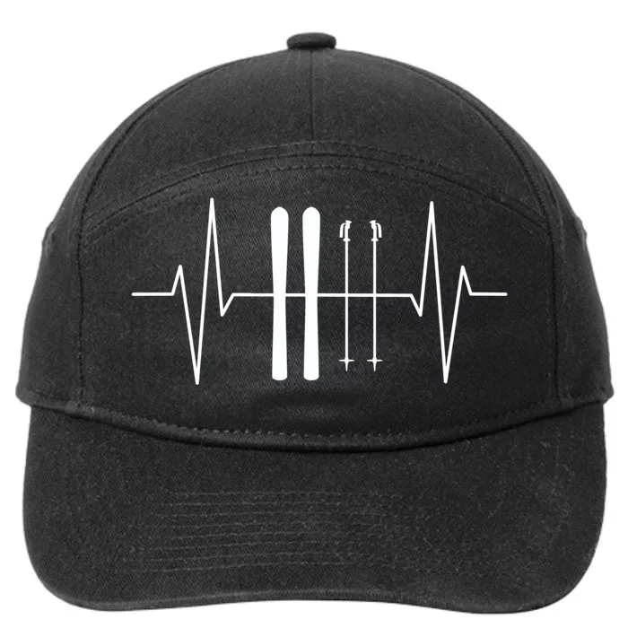 Ski Heartbeat Skier Skiing Gift For Skier 7-Panel Snapback Hat