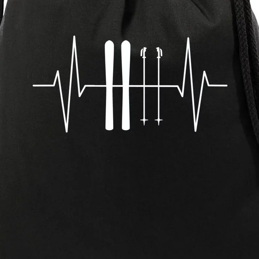 Ski Heartbeat Skier Skiing Gift For Skier Drawstring Bag