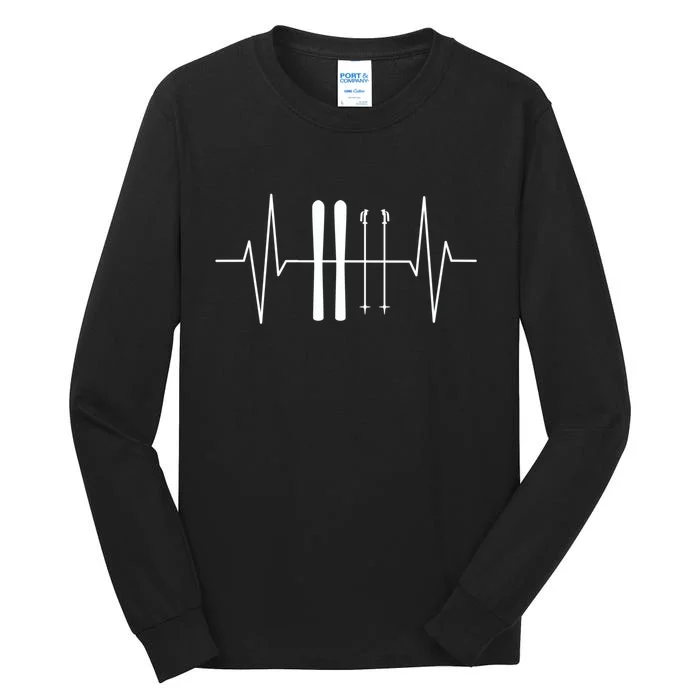 Ski Heartbeat Skier Skiing Gift For Skier Tall Long Sleeve T-Shirt