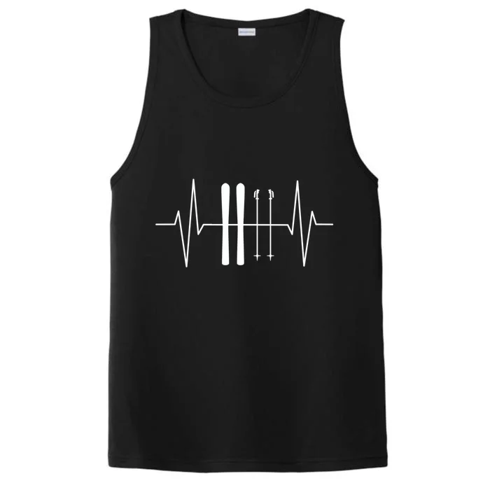 Ski Heartbeat Skier Skiing Gift For Skier Performance Tank