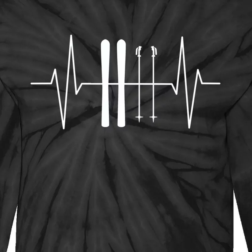 Ski Heartbeat Skier Skiing Gift For Skier Tie-Dye Long Sleeve Shirt