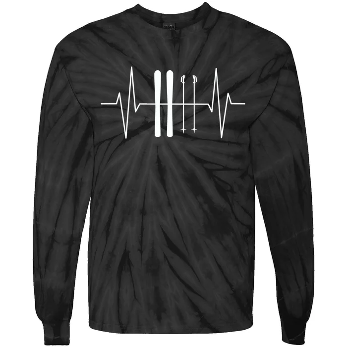 Ski Heartbeat Skier Skiing Gift For Skier Tie-Dye Long Sleeve Shirt