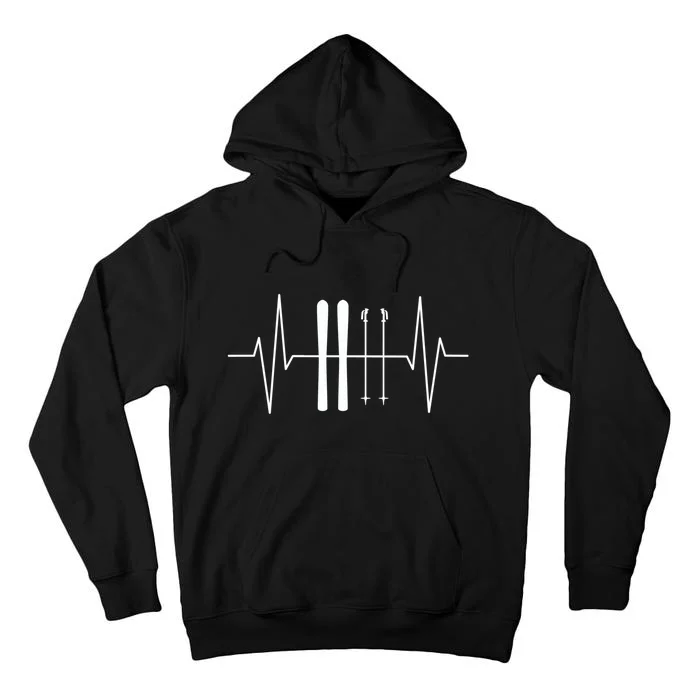 Ski Heartbeat Skier Skiing Gift For Skier Tall Hoodie