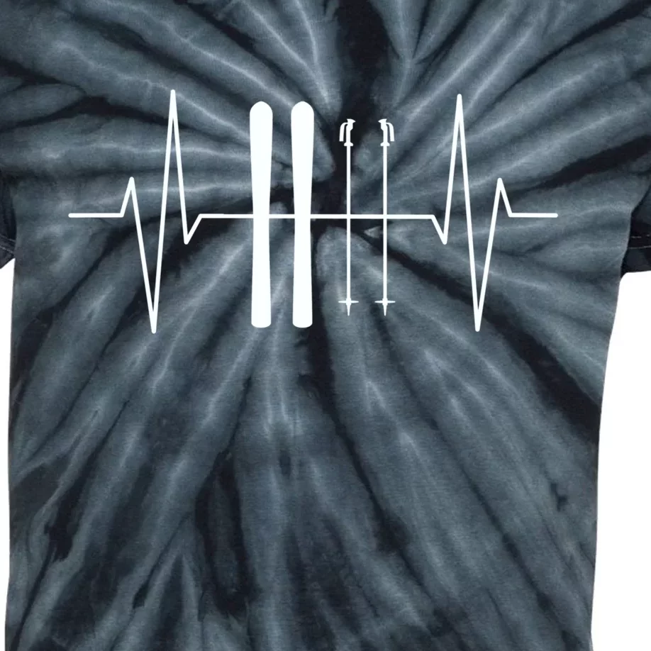 Ski Heartbeat Skier Skiing Gift For Skier Kids Tie-Dye T-Shirt