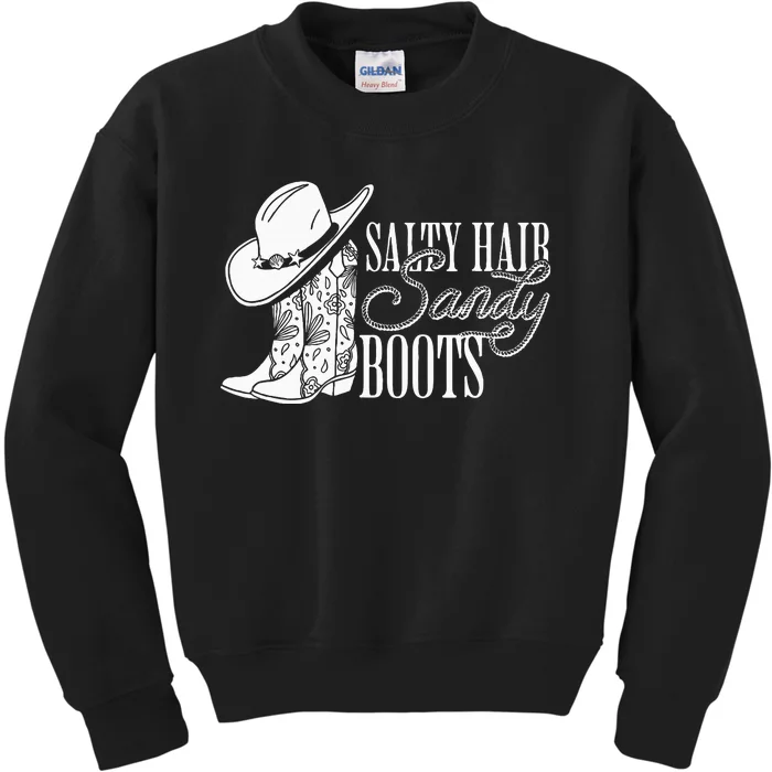 Salty Hair Sandy Boots Cowgirl Summer Retro Summer Beach Kids Sweatshirt