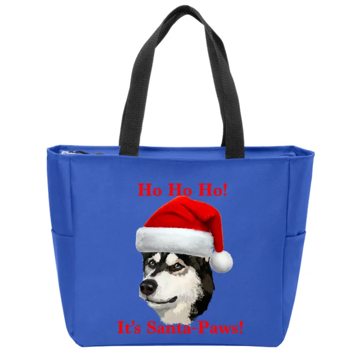 Siberian Husky Santa Paws Gift Zip Tote Bag