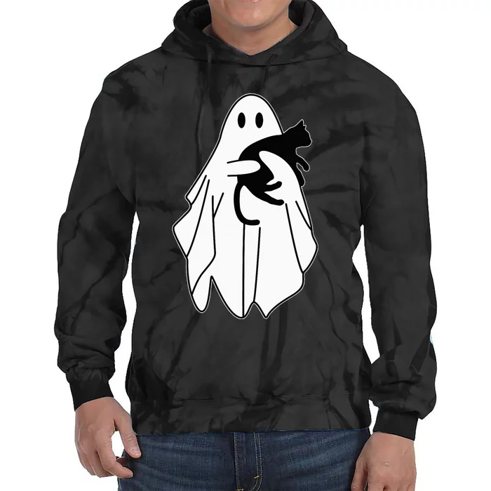 Spooky Halloween Spirit with a Playful Black Cat Tie Dye Hoodie